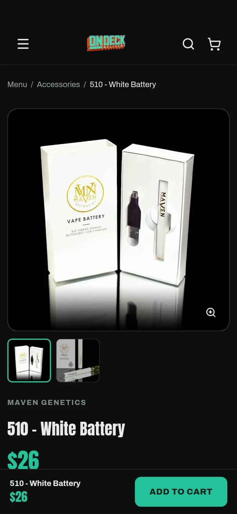 A product page on a phone with price and an add-to-cart bar
